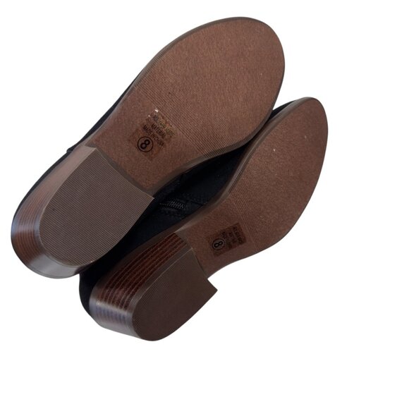 Soda Black Faux Suede Ankle Booties With Low Block Heel & Side Zipper - Picture 3 of 14